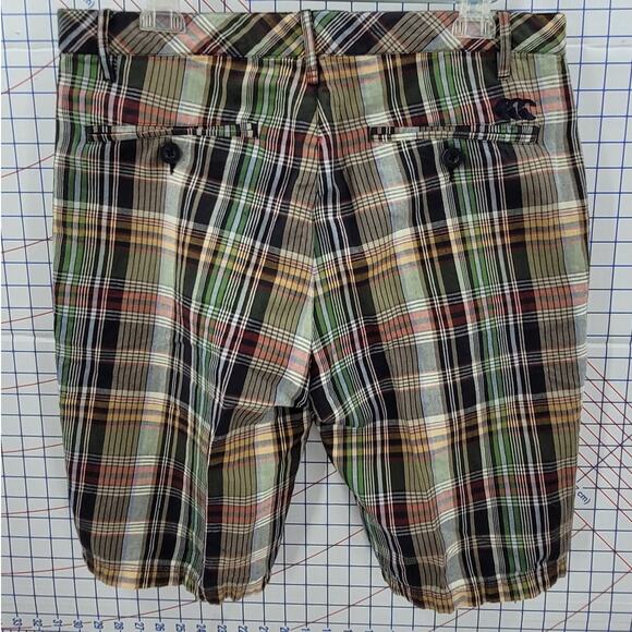 Canterbury of New Zealand Plaid Linen Mens Shorts Brown Green Drawstring Zip - Picture 3 of 14